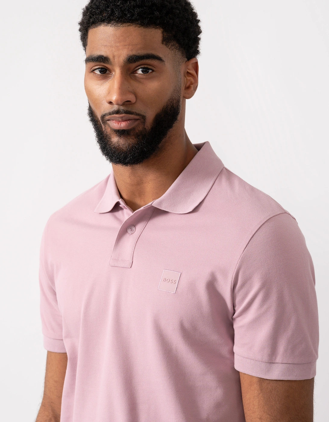 BOSS Orange Passenger Mens Stretch-Cotton Slim-Fit Polo Shirt with Logo Patch - Light/Pastel Purple 539