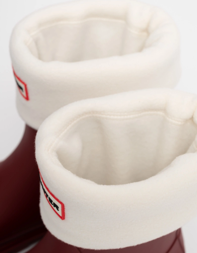 Fleece Short Boot Sock - White