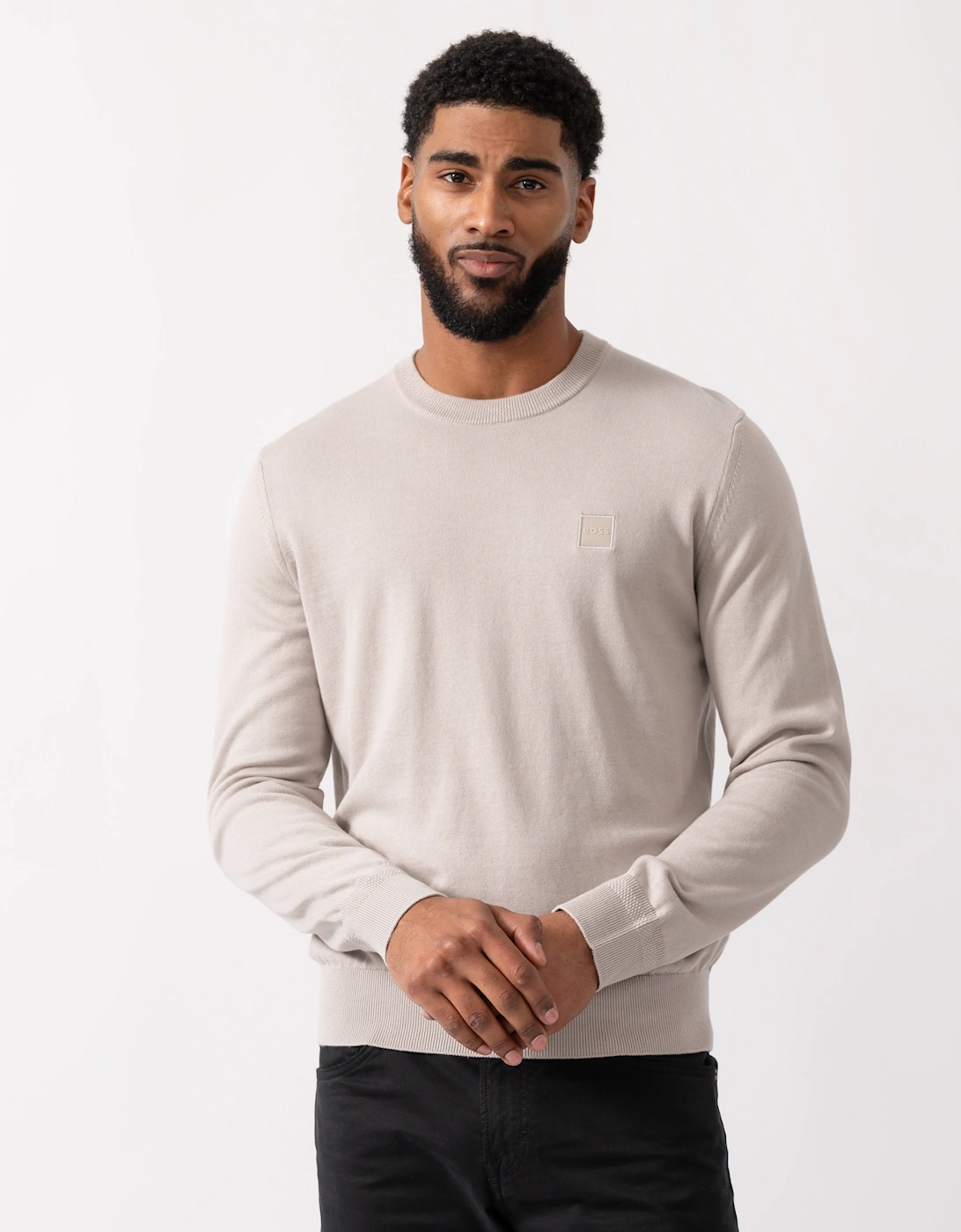 BOSS Orange Kanovano Mens Crew Neck Jumper - Open Grey 070, 5 of 4