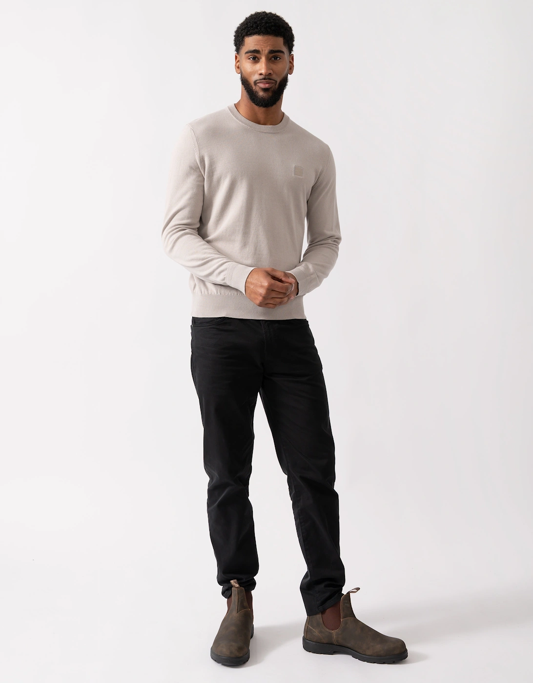 BOSS Orange Kanovano Mens Crew Neck Jumper - Open Grey 070