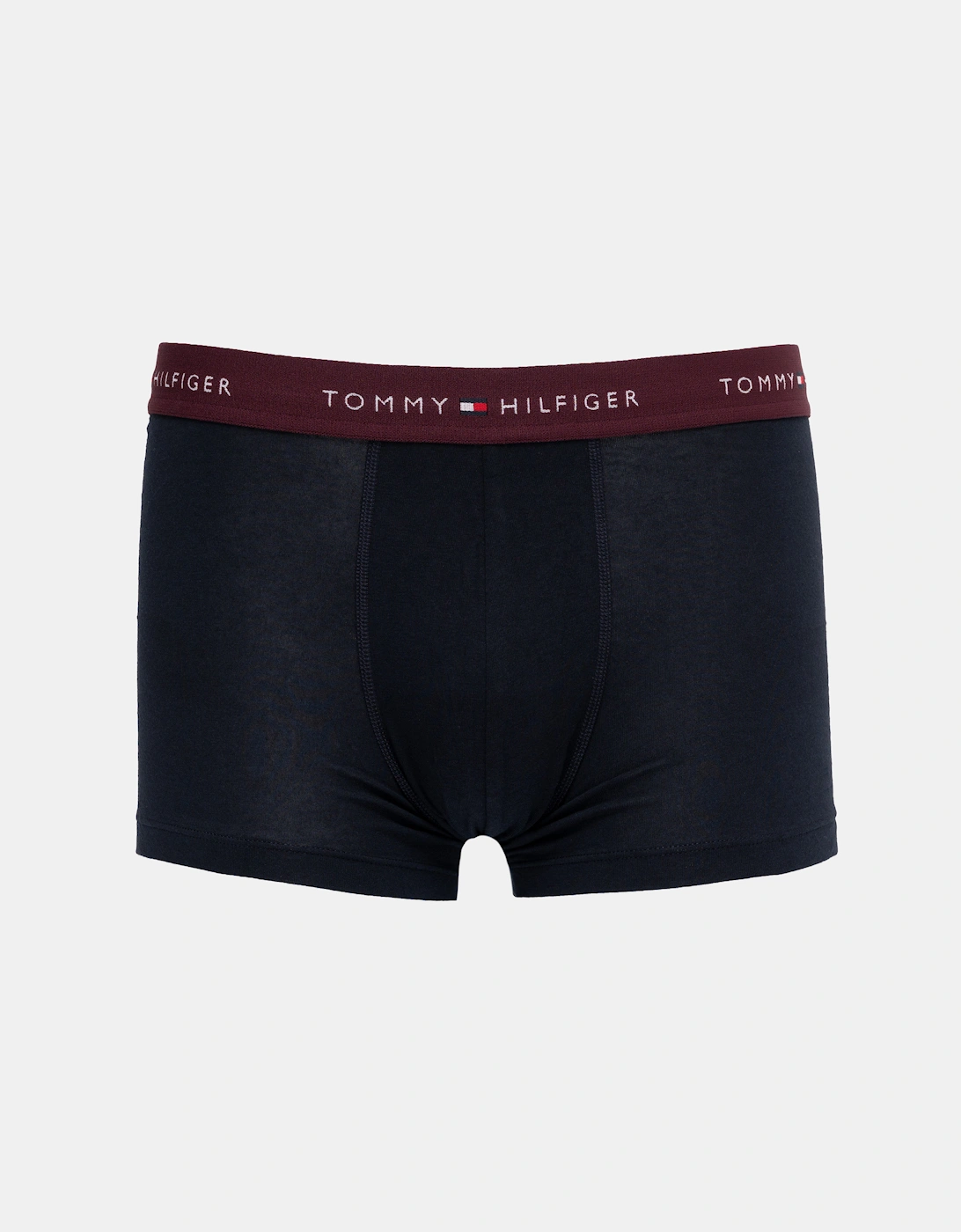 5 Pack Mens Waistband Trunks - B-White/Blue/Red/Navy/Burgundy