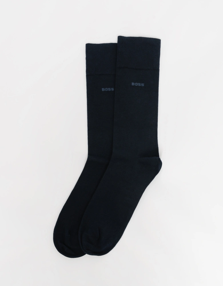 BOSS Orange Marc Logo Socks in Combed Stretch Cotton - Dark Blue 401