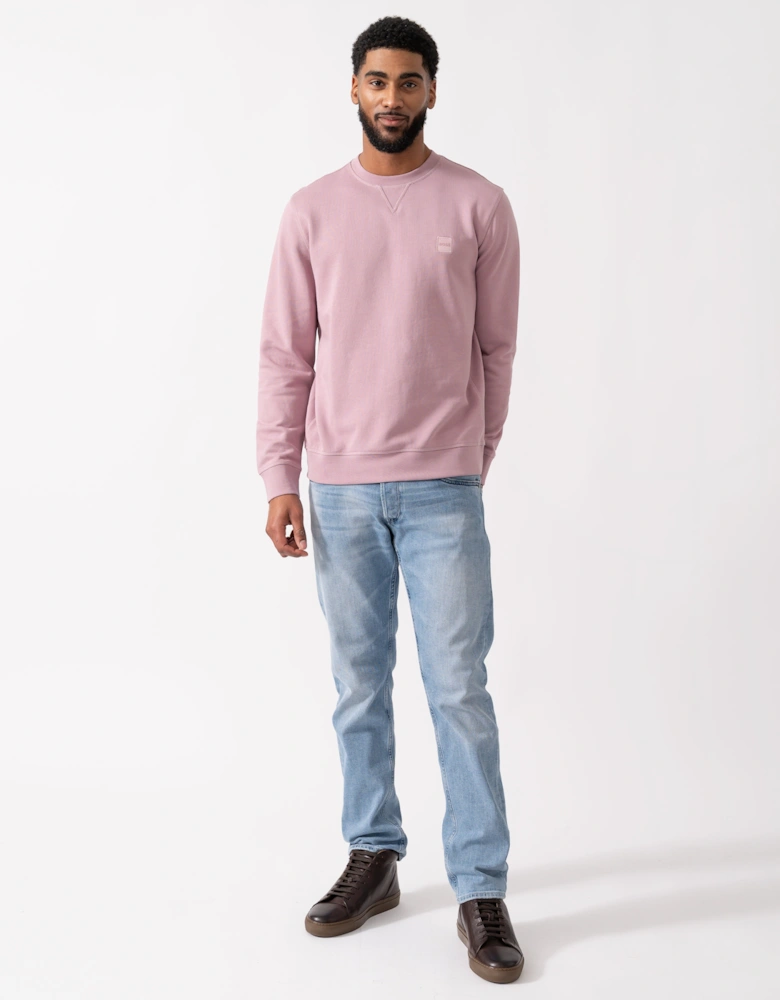 BOSS Orange Westart Mens Crew Neck Sweatshirt With Logo Patch - Light/Pastel Purple 539