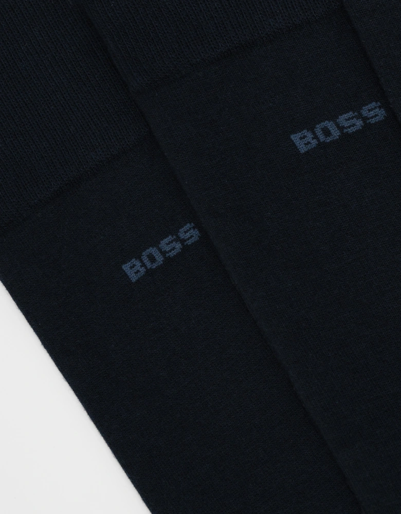 BOSS Orange Marc Logo Socks in Combed Stretch Cotton - Dark Blue 401