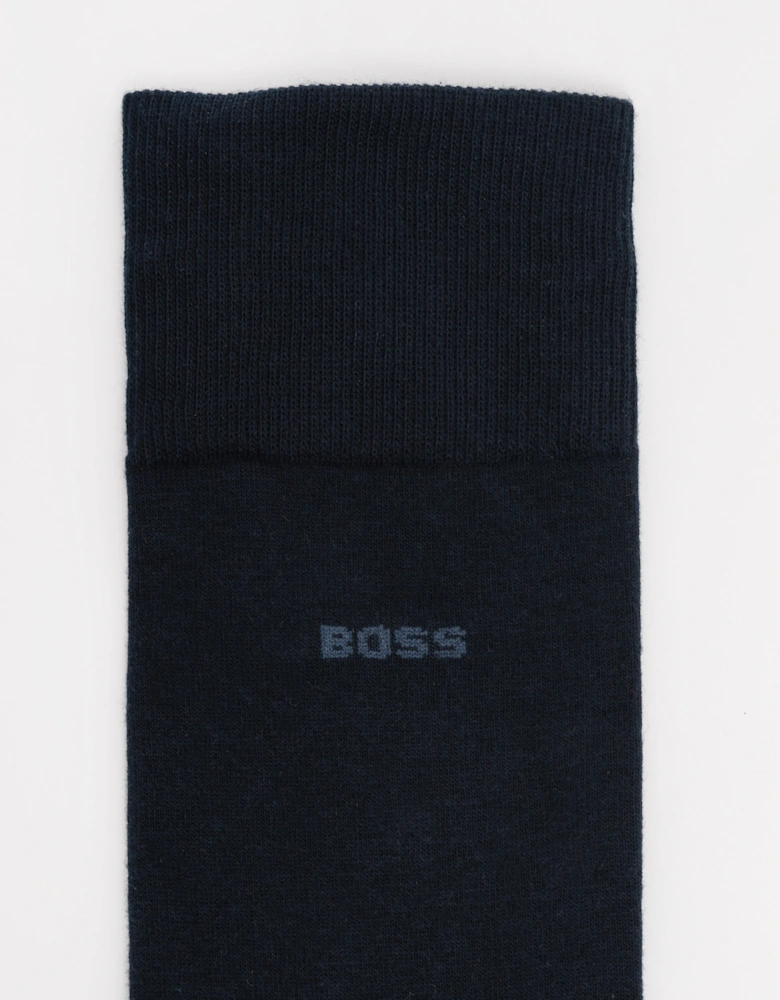 BOSS Orange Marc Logo Socks in Combed Stretch Cotton - Dark Blue 401