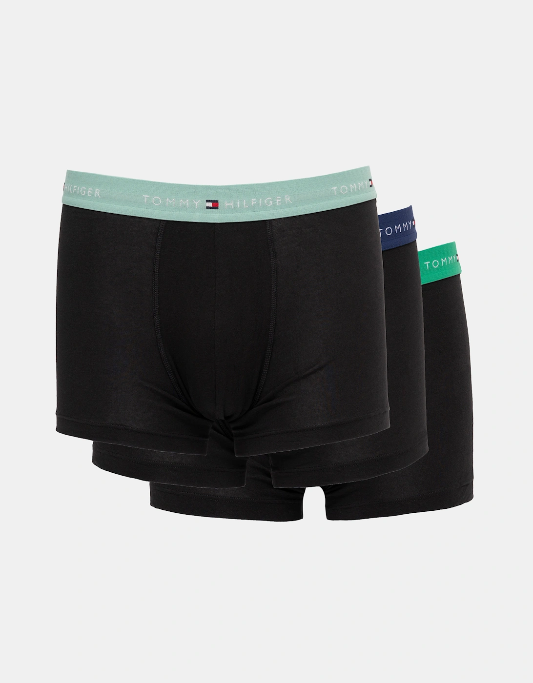 3 Pack Mens Colour Waistband Trunks - B-Mint/Green/Navy, 5 of 4