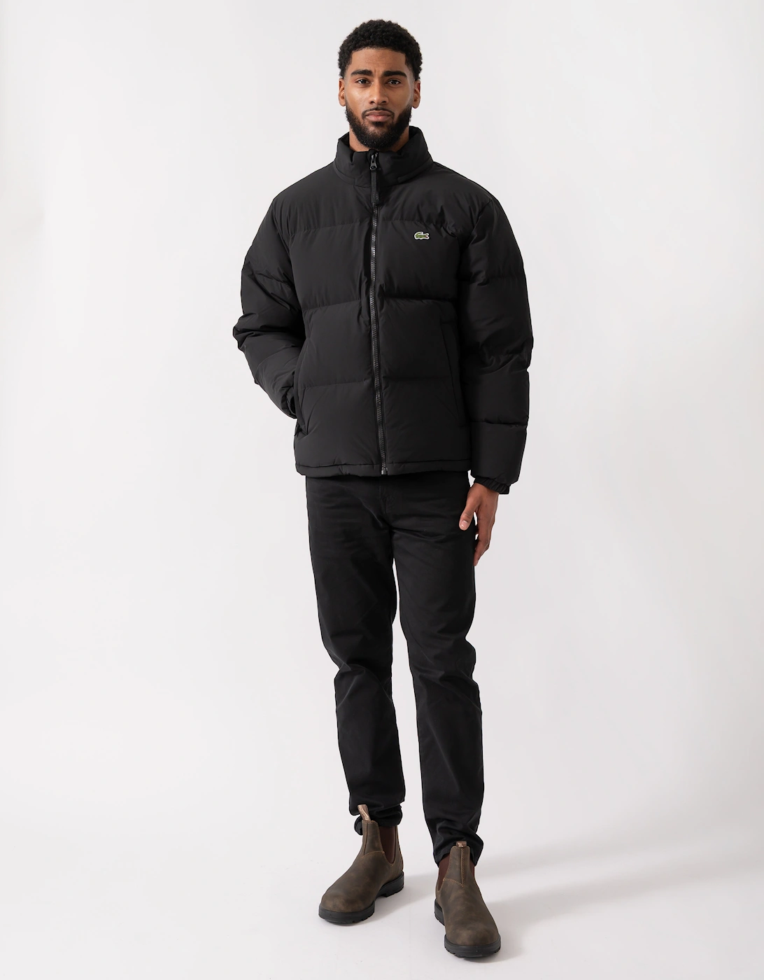 Water-Repellent Packable Hood Mens Down Jacket - Black 031