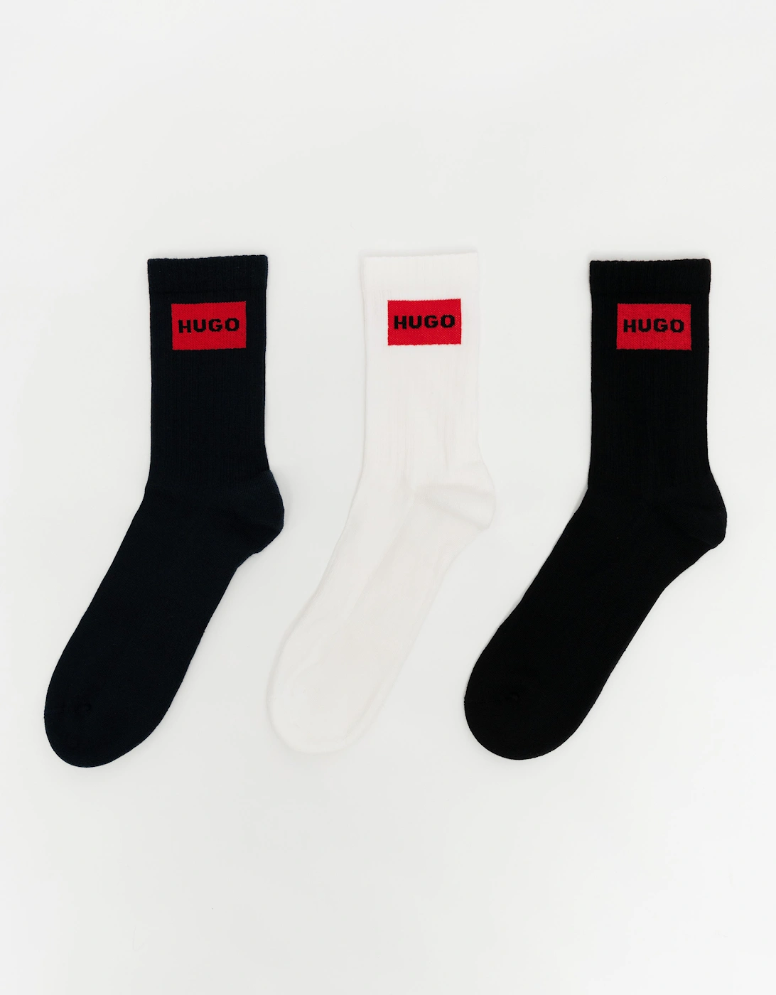 HUGO 3-Pack Quarter Length Combed Cotton Ribbed Socks - Dark Blue 402, 5 of 4