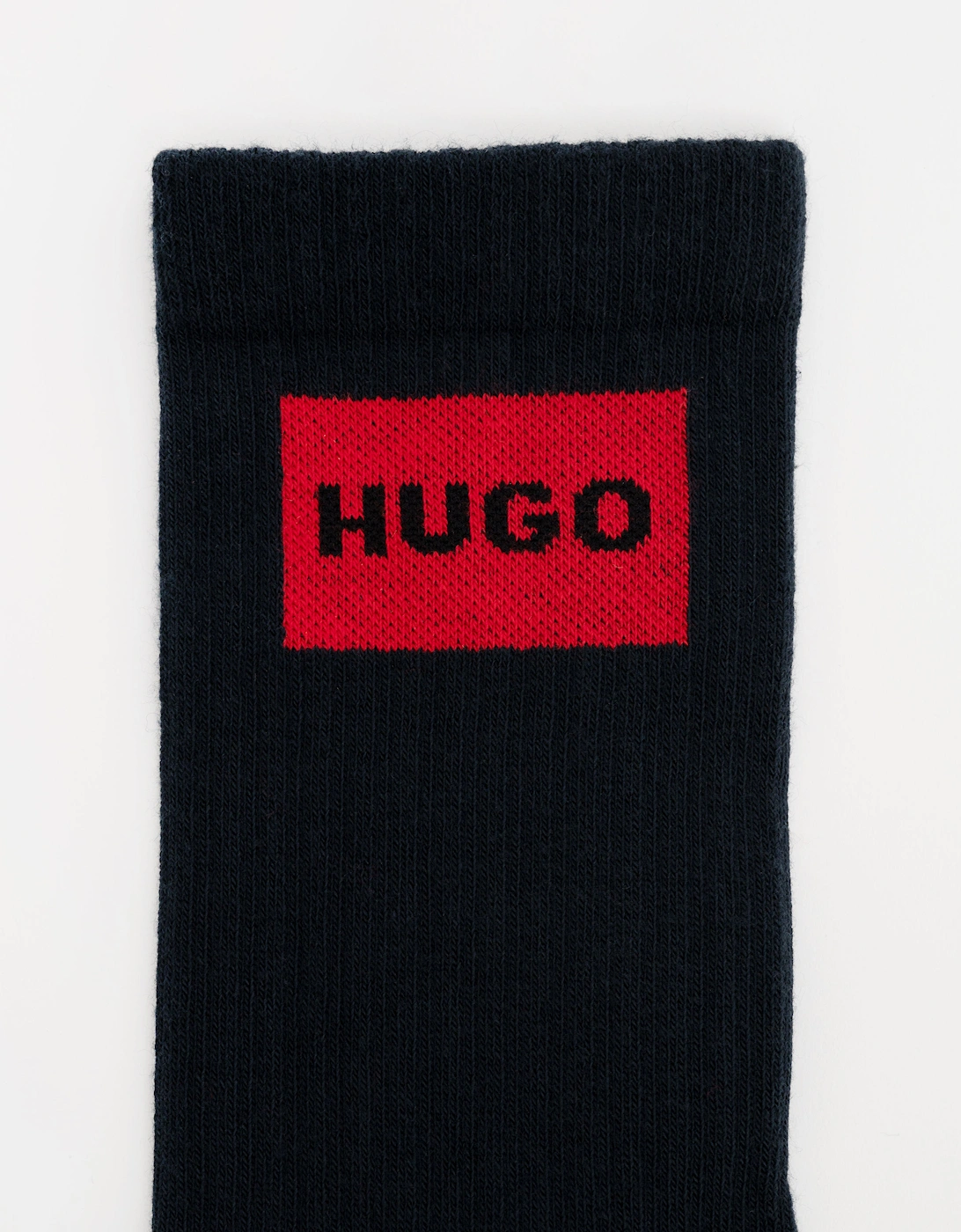 HUGO 3-Pack Quarter Length Combed Cotton Ribbed Socks - Dark Blue 402