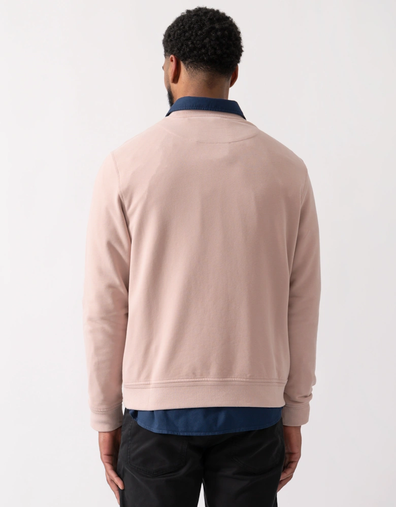 Mens Crew Neck Sweatshirt With Logo Patch - Dusk Pink