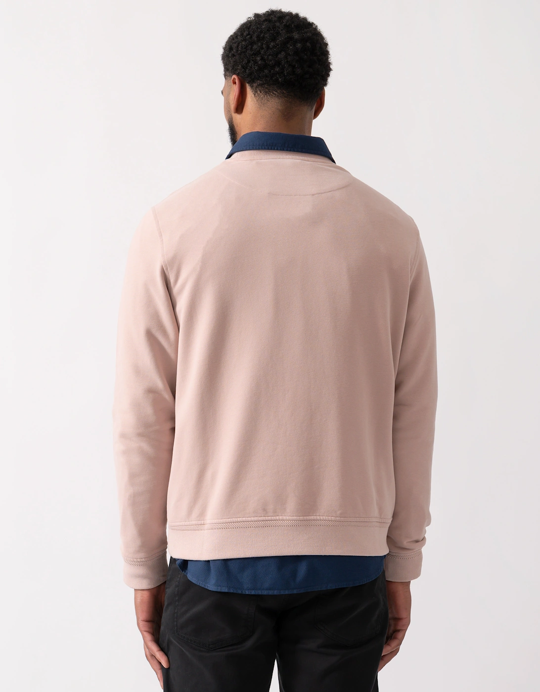 Mens Crew Neck Sweatshirt With Logo Patch - Dusk Pink