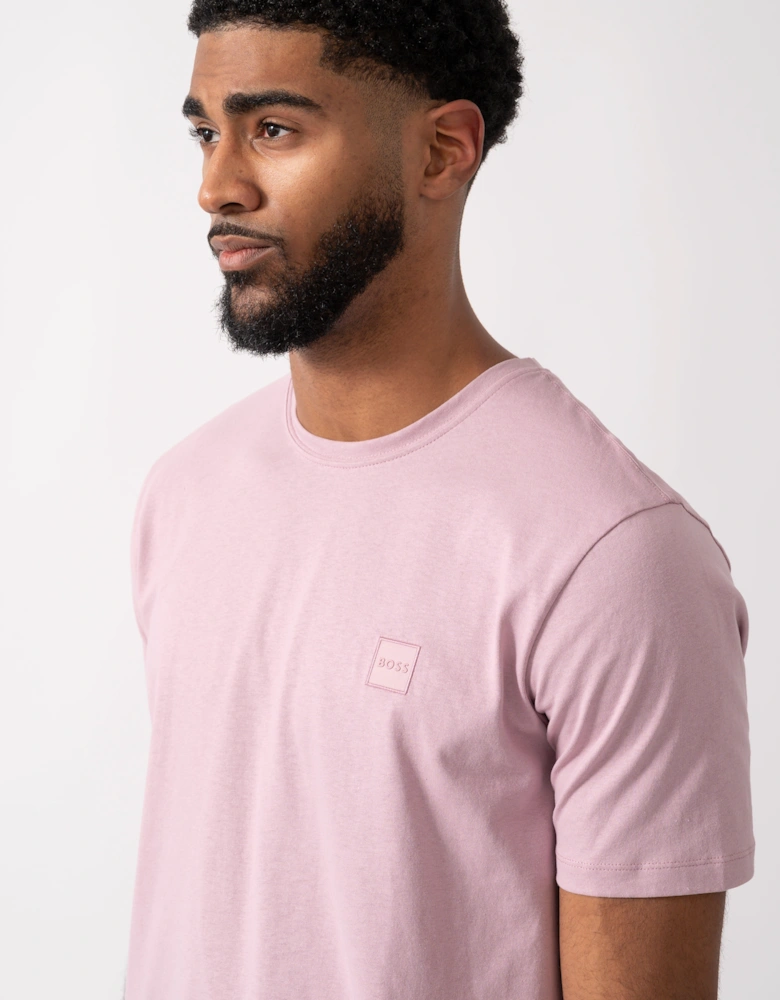 BOSS Orange Tales Mens Cotton-Jersey T-shirt With Logo Patch - Light/Pastel Purple 539