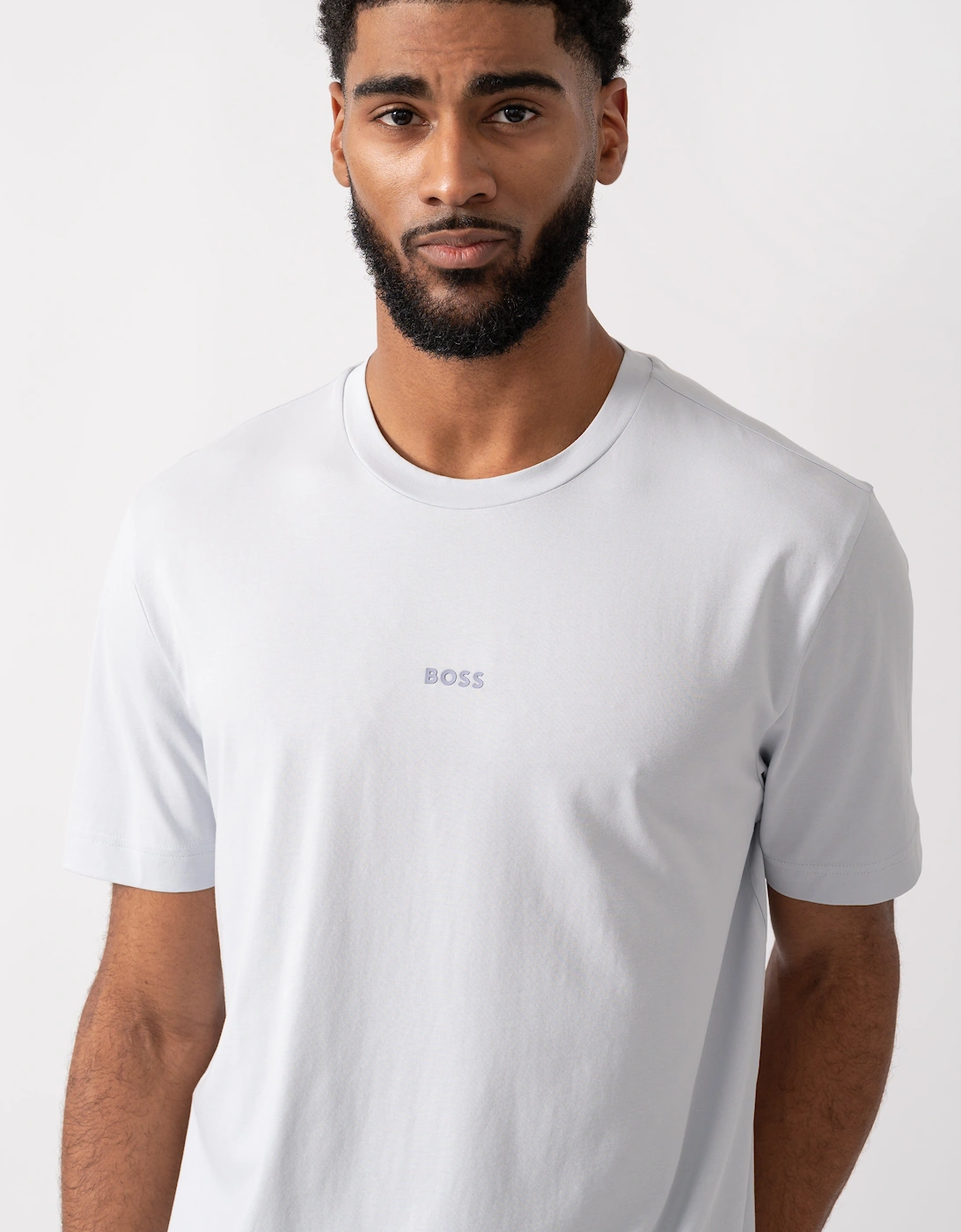 BOSS Orange TChup Mens Crew Neck Small Logo T-Shirt - Light/Pastel Grey 054