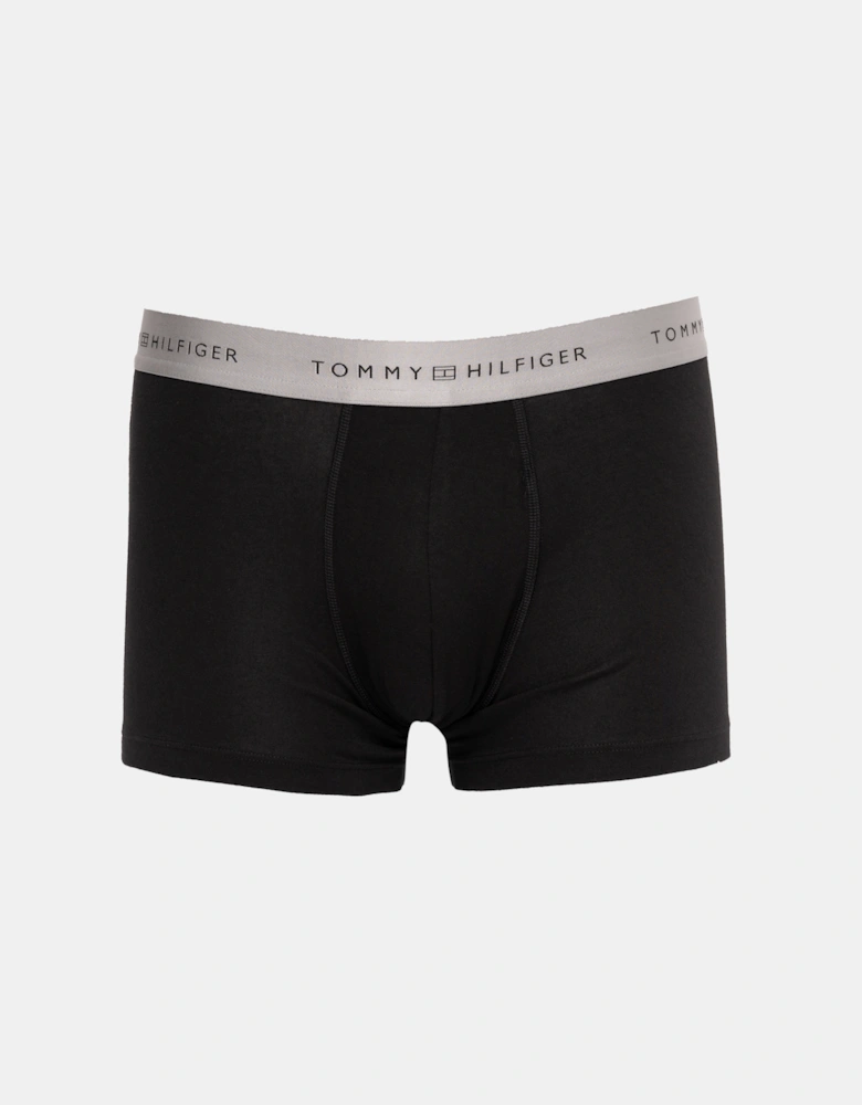 3 Pack Metallic Waistband Mens Trunks - B-Black/Desert Sky/Silver