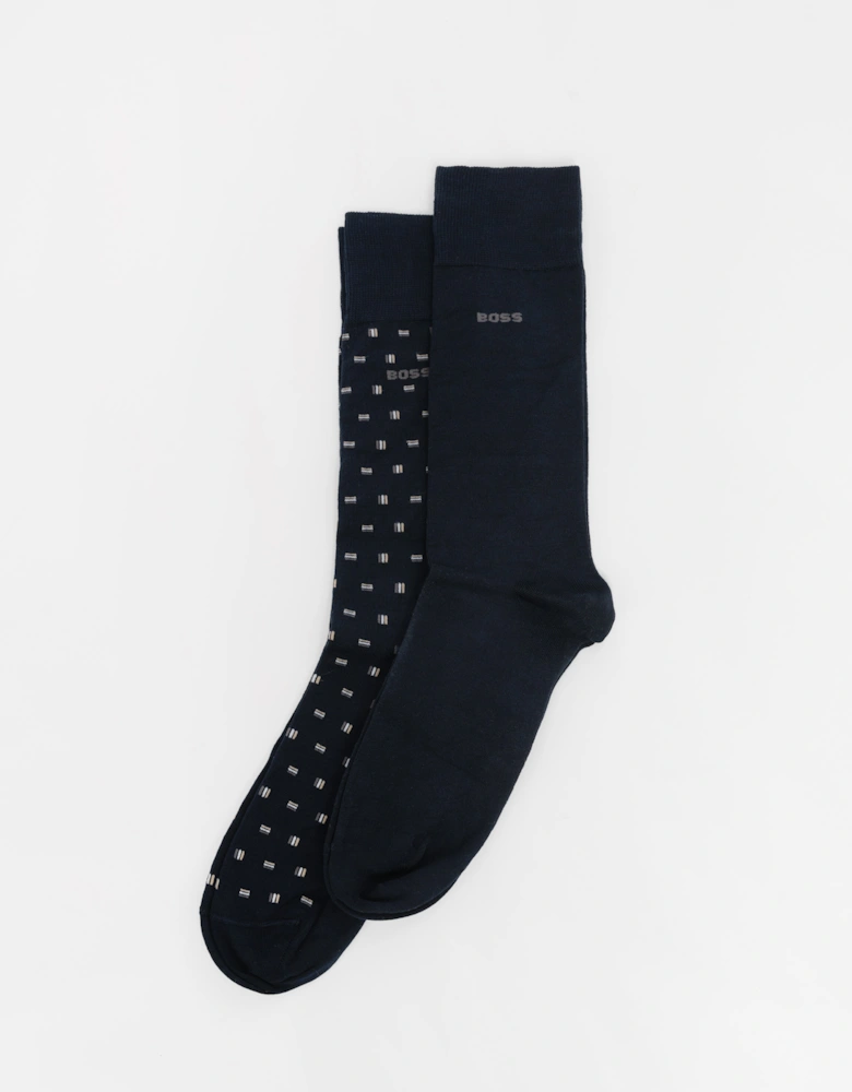 BOSS Orange 2-Pack Mini Iconic MC Mens Regular Length Socks - Dark Blue 401