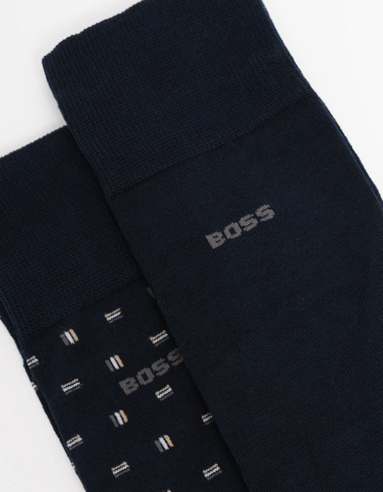 BOSS Orange 2-Pack Mini Iconic MC Mens Regular Length Socks - Dark Blue 401