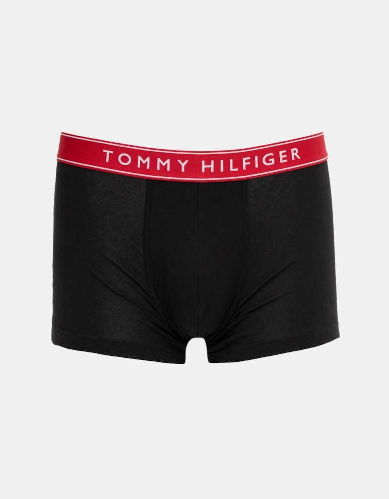 3 Pack Mens Waistband Trunks - B-Burgundy/Red/Primary Red