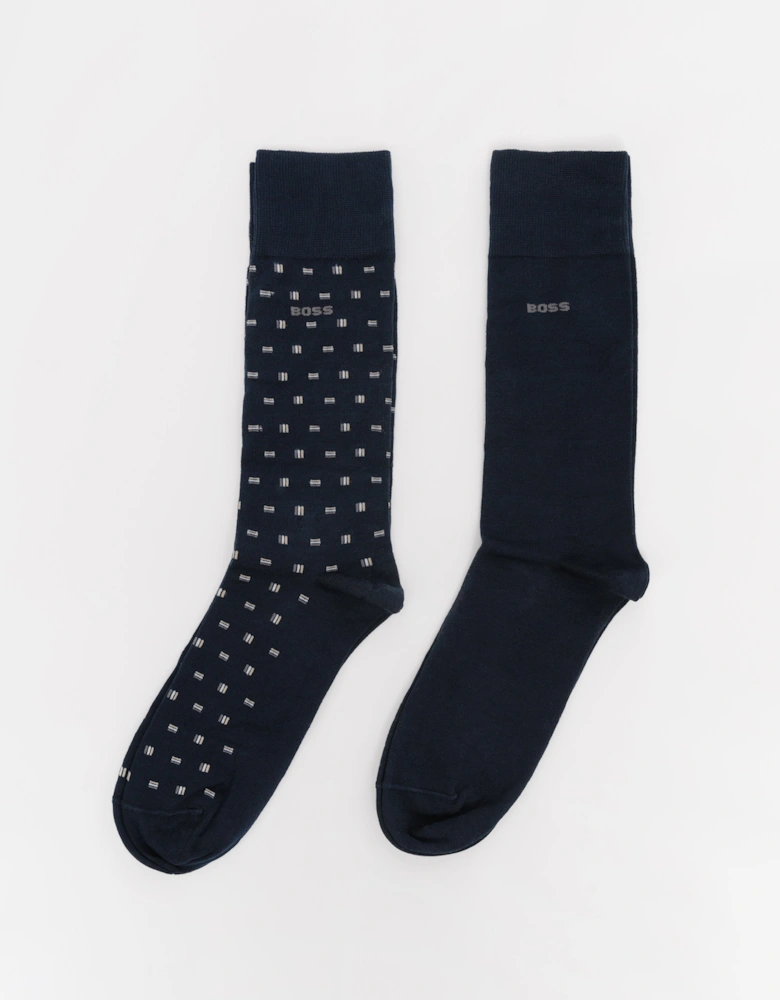 BOSS Orange 2-Pack Mini Iconic MC Mens Regular Length Socks - Dark Blue 401