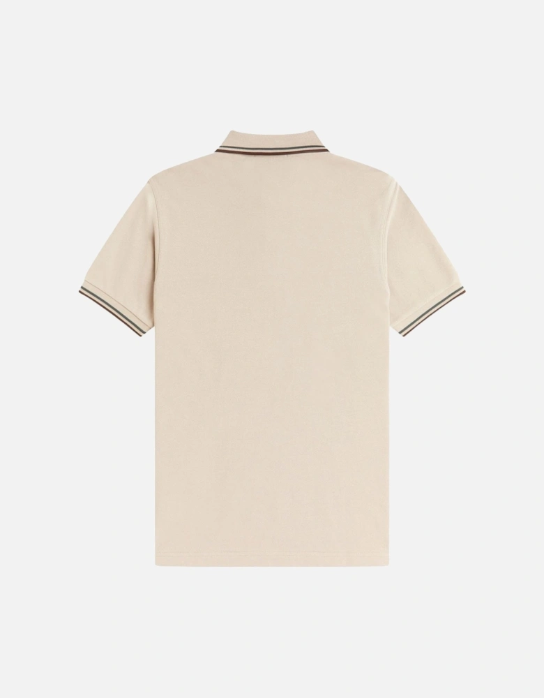 Twin Tipped Polo Shirt Warm Oat/Court Green/Burnt Tobacco