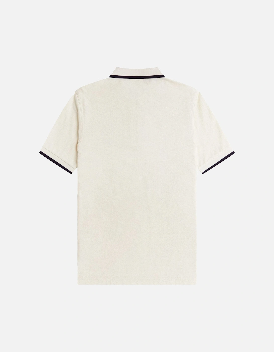 Crepe Pique Zip Neck Polo Shirt Ecru