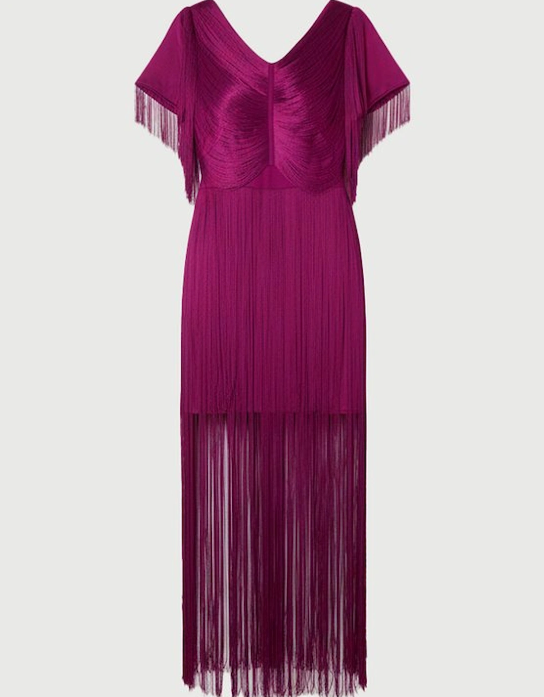 Maxi Draped Fringe Knitted Mini Dress