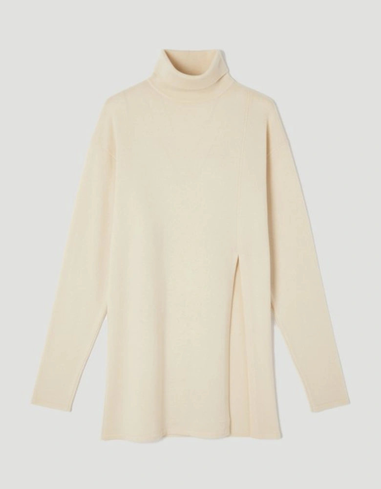 Cashmere Blend Deep Slip Longline Knit Top