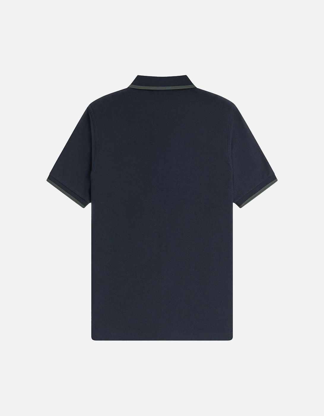 Crepe Pique Zip Neck Polo Shirt Navy