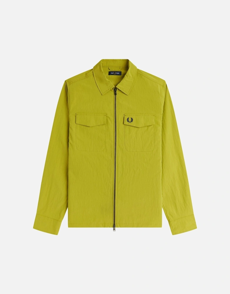 Textured Zip-Through Overshirt Tennis Ball Yellow