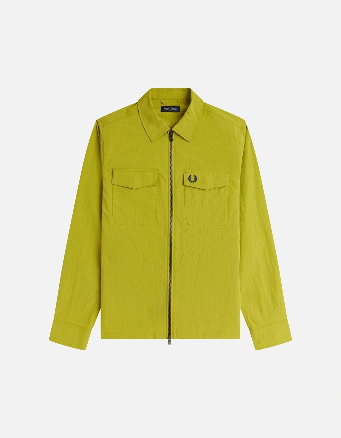 Men's Fred Perry Textured Zip-Through Overshirt Tennis Ball Yellow - Size: 42/Regular