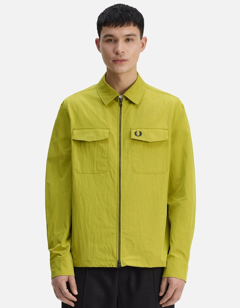 Textured Zip-Through Overshirt Tennis Ball Yellow