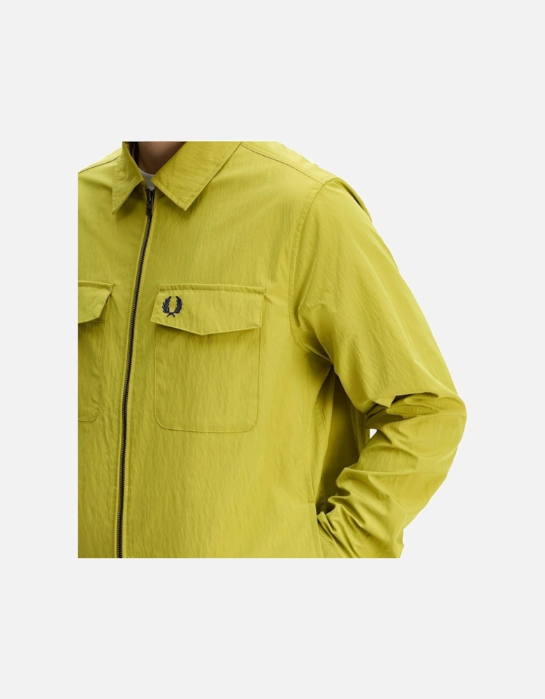 Textured Zip-Through Overshirt Tennis Ball Yellow