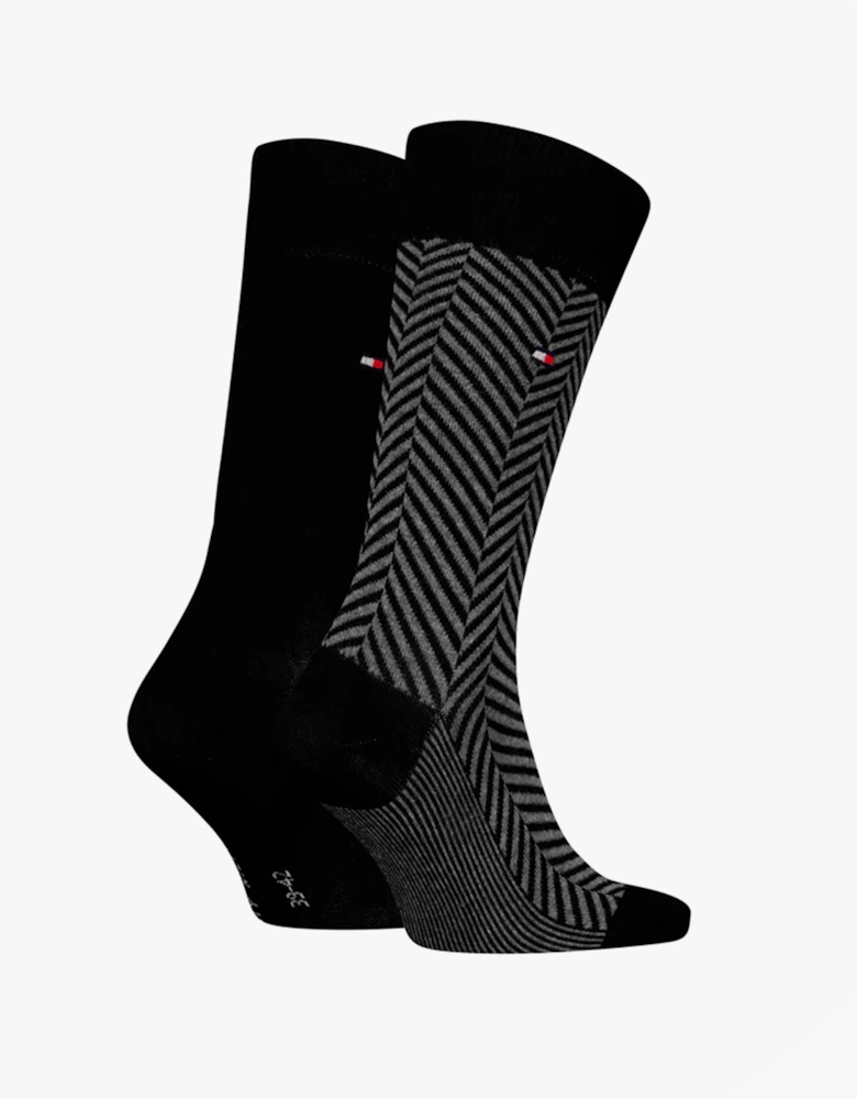 2 Pack Classic Mens Crew Socks Black/Grey