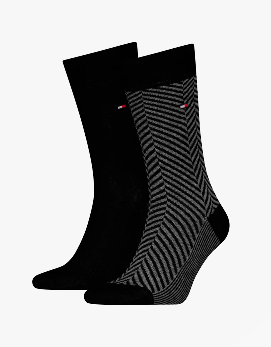 2 Pack Classic Mens Crew Socks Black/Grey, 3 of 2