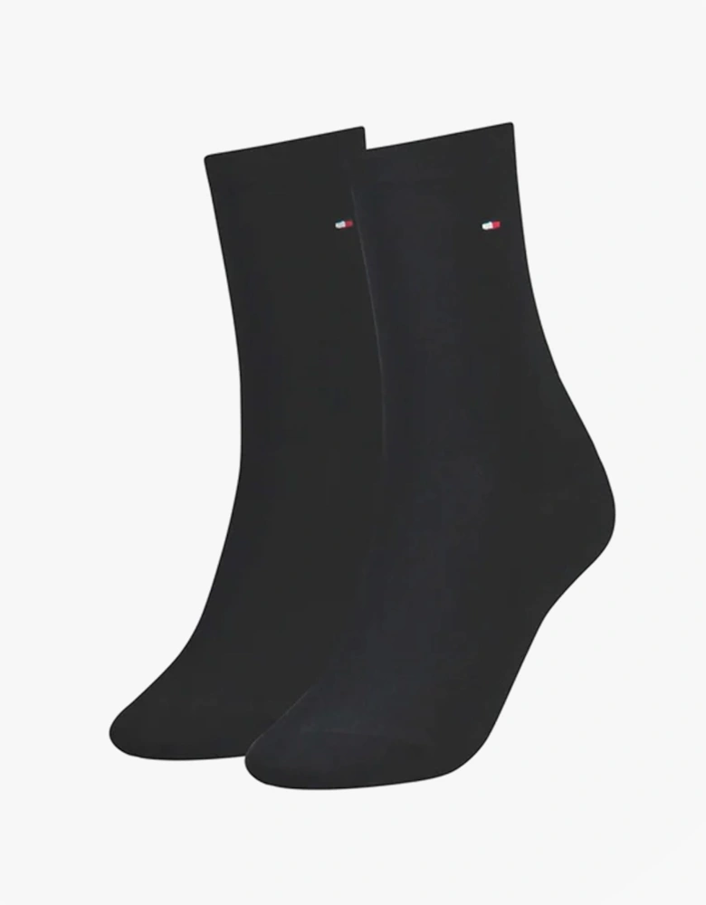 2 Pack Womens Crew Socks Black