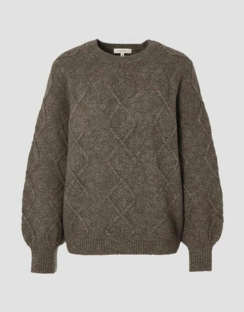 Wool Blend Cosy Cable Stitch Crew Neck Jumper