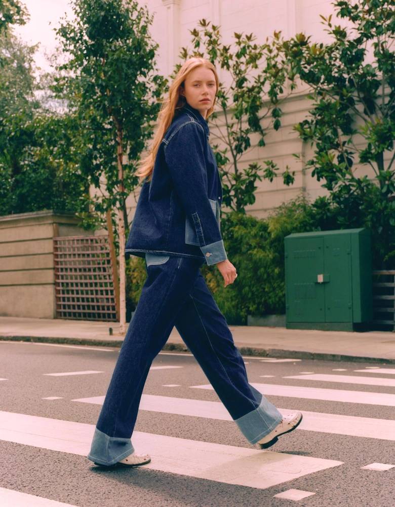 Portland Contrast Raw Denim Jean in Dark Wash