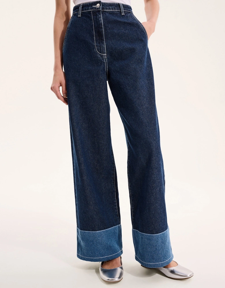 Portland Contrast Raw Denim Jean in Dark Wash
