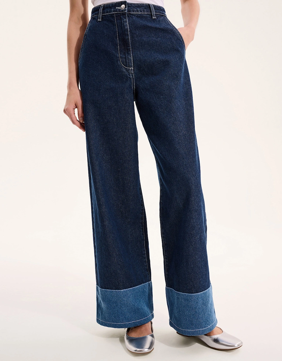 Portland Contrast Raw Denim Jean in Dark Wash