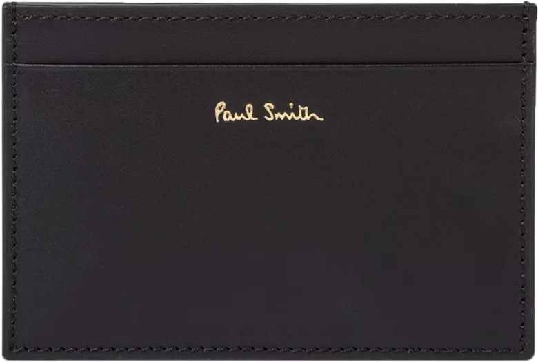 Signature Stripe Leather Card Holder Black