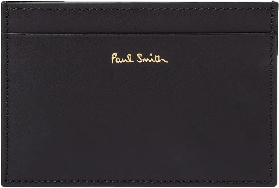 Signature Stripe Leather Card Holder Black