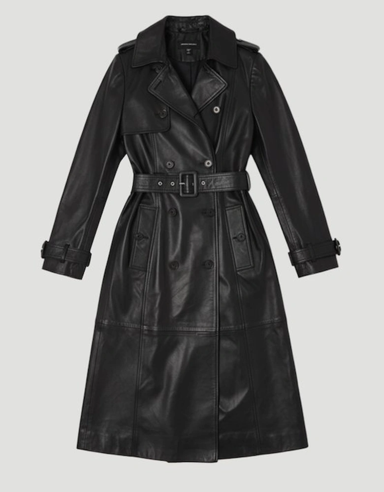 Leather Trench Belted Mac Midi Coat