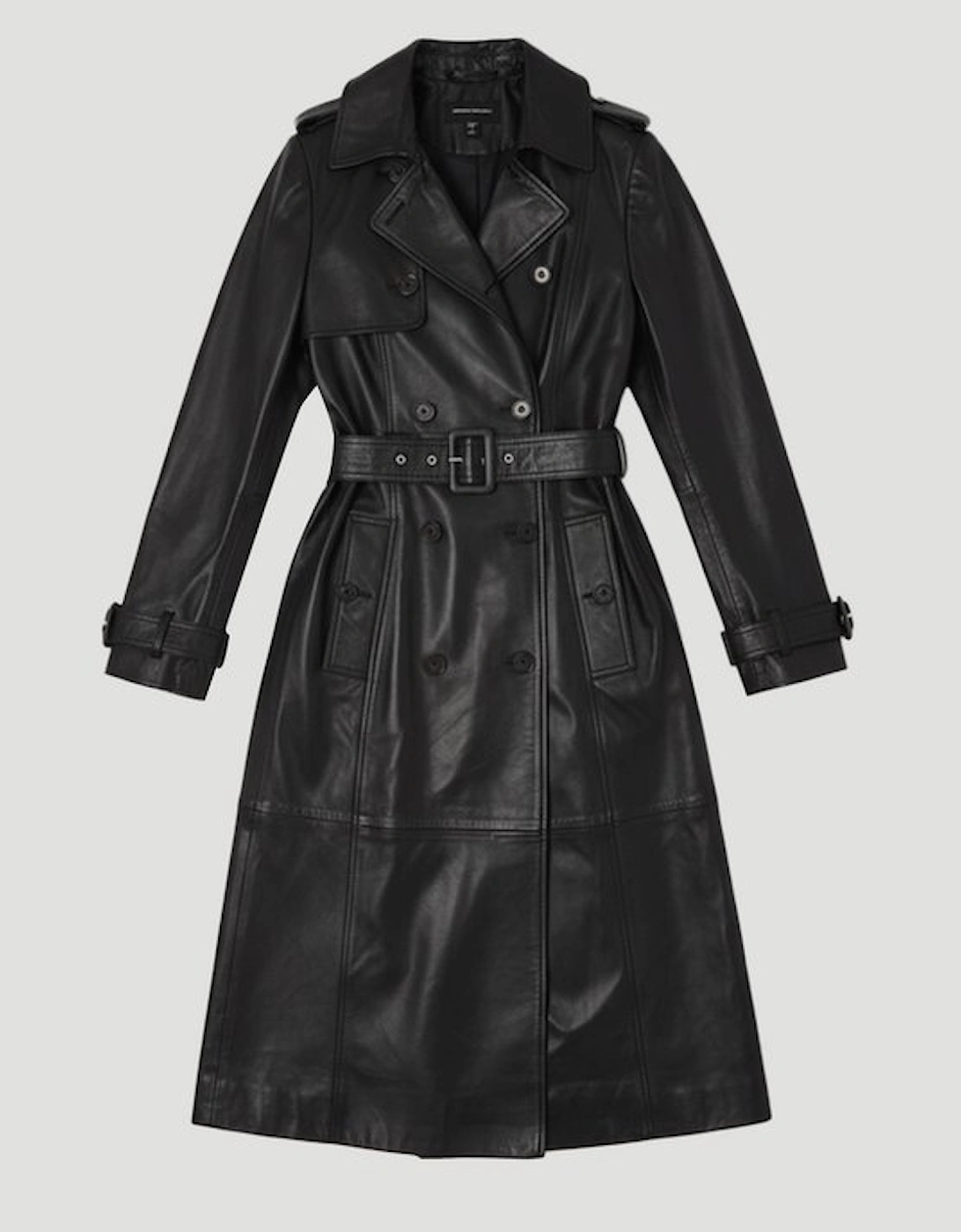 Leather Trench Belted Mac Midi Coat