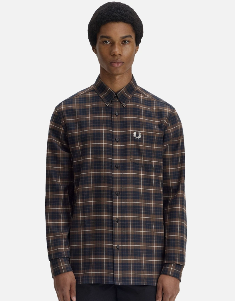 Brushed Twill Tartan Shirt Burnt Tobacco