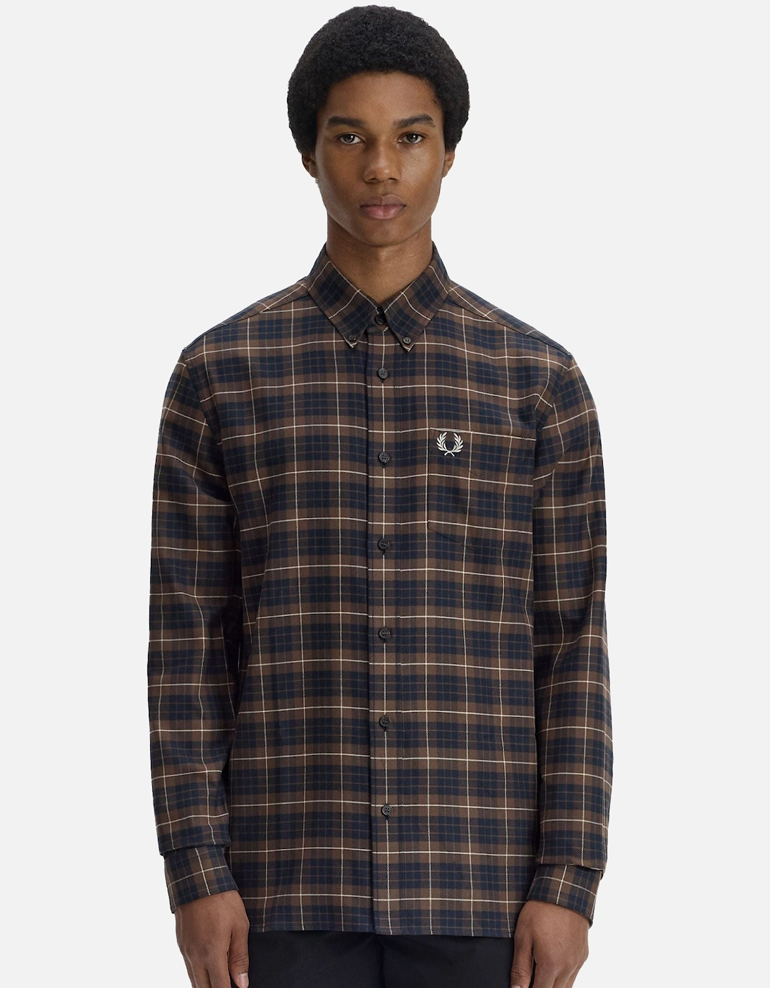 Brushed Twill Tartan Shirt Burnt Tobacco