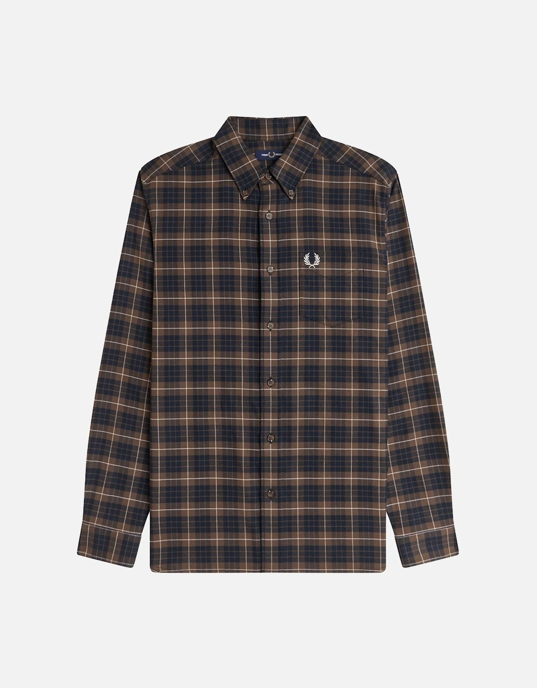 Fred Perry Men's Brushed Twill Tartan Shirt Burnt Tobacco - : 42/Regular Xl