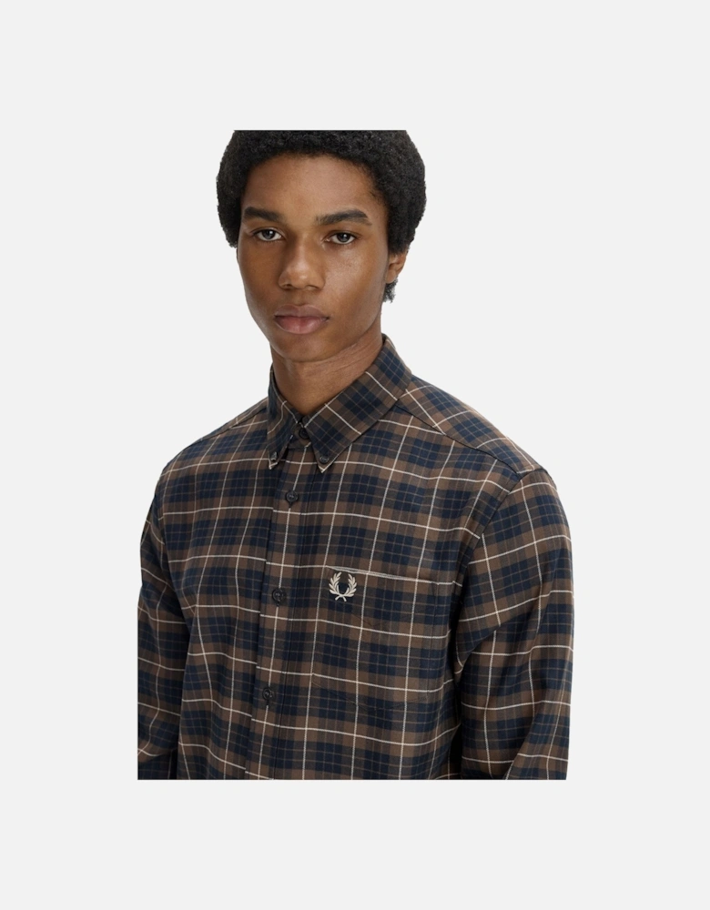 Brushed Twill Tartan Shirt Burnt Tobacco