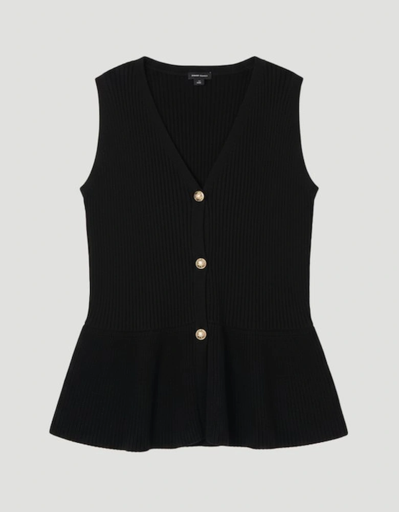 Plus Size Ribbed Cotton Knitted Waistcoat