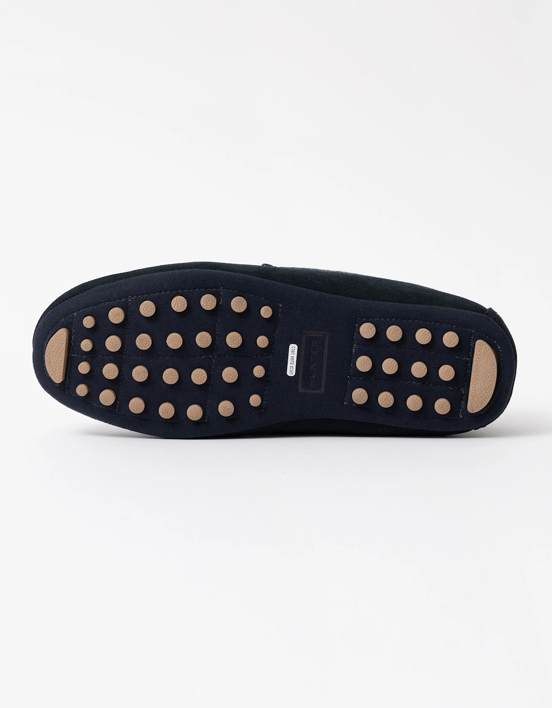 Mens Tartan Collar Moccasin Slipper - Navy