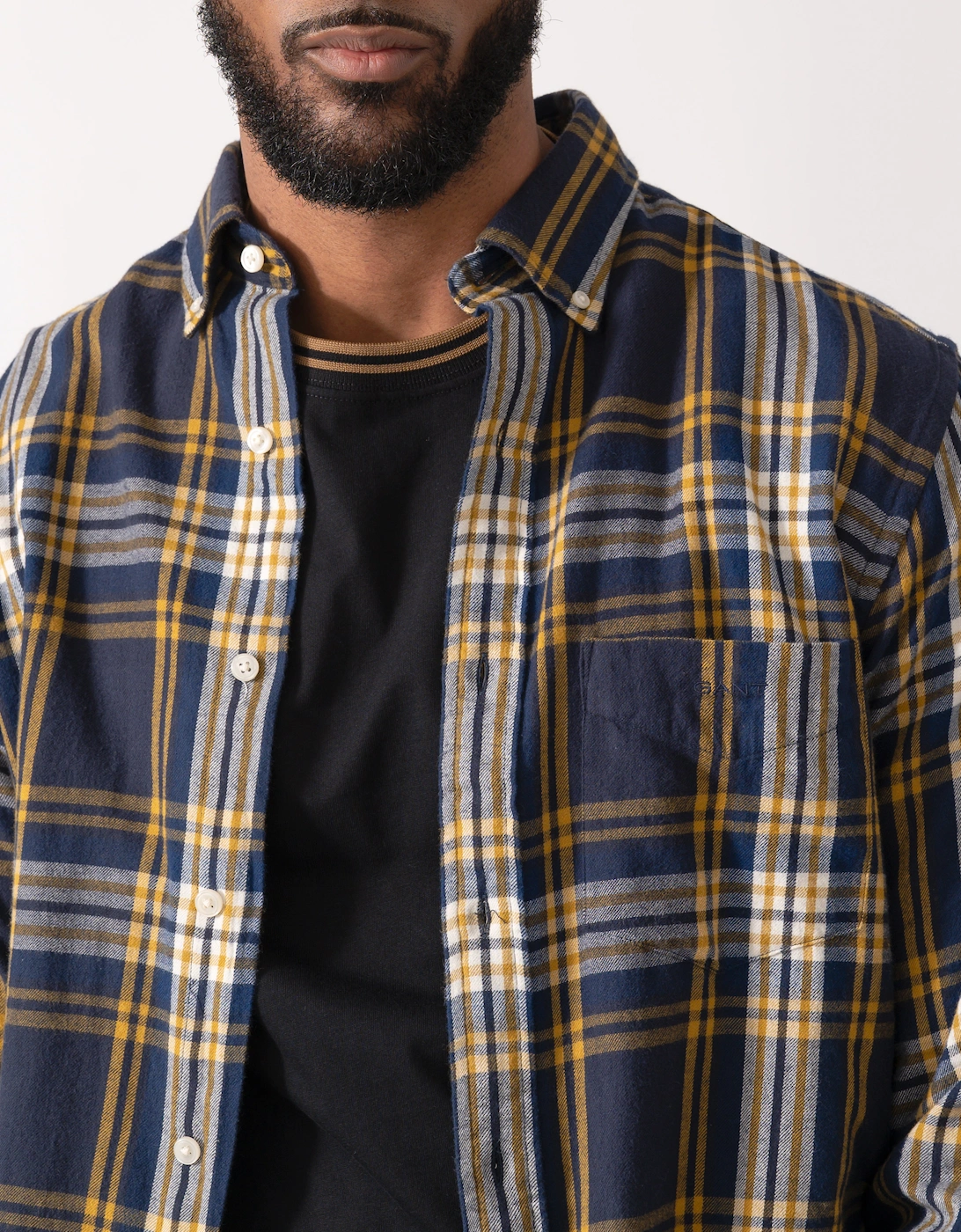 Mens Long Sleeve Windblown Flannel Large Check Shirt - 433 Evening Blue