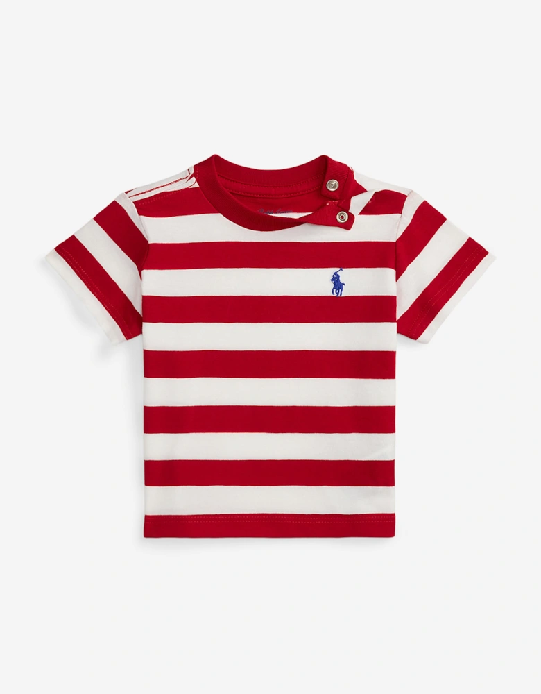 Baby Boys Striped Jersey T-Shirt in Red